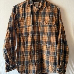 Carhartt Men's Casual Plaid Shirt - Black and Orange